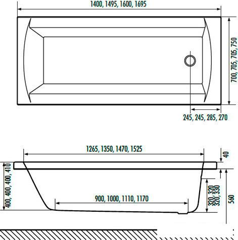 Ванна Excellent Aquaria 150х70
