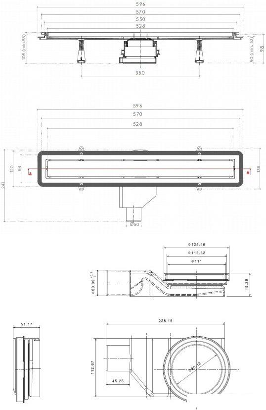 Трап/канал Pestan Confluo Premium Black Glass Line 550