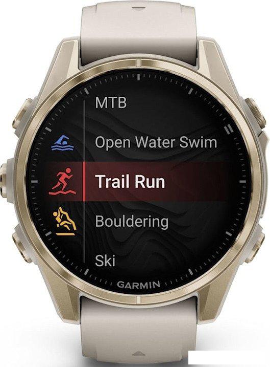 Умные часы Garmin Fenix 8 Sapphire 43мм (золотистый, дымчато-серый ремешок)