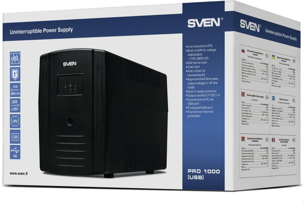 Источник бесперебойного питания SVEN Pro 1000 (USB)