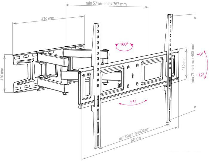 Кронштейн для телевизора Arm Media LCD-418 (черный)