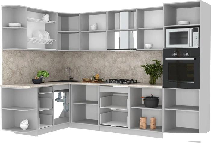 Готовая кухня Интерлиния Мила Лайт 1.68x3.0 левая (бетон/антрацит/травертин)