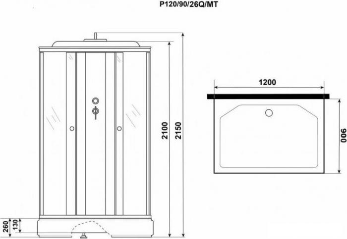 Душевая кабина Niagara Promo P120/90/26Q/MT 120x90x215