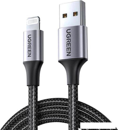 Кабель Ugreen US199 60156 USB Type-A - Lightning (1 м, черный/серый)