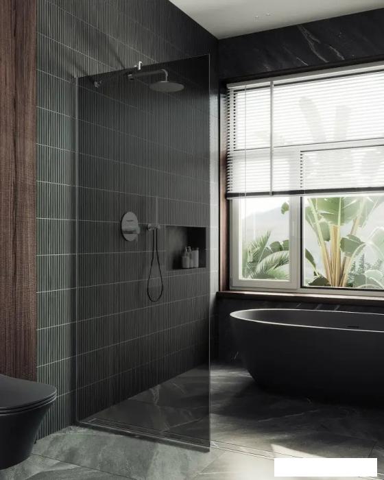 Душевая стенка MaybahGlass 195x79 MGD-698-5у (графитовое стекло/хром матовый)