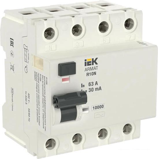 Автоматические выключатели IEK 4P 63А 30мА тип AC AR-R10N-4-063C030