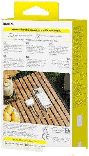 Внешний аккумулятор Baseus PicoGo AM41 Ultra-Slim Qi2 Magnetic Power Bank 10000mAh (титановый)