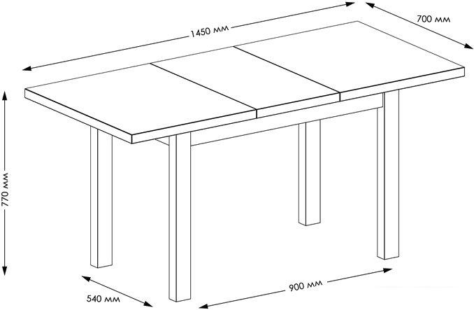 Кухонный стол Senira Кастусь 110-145x70 (дуб вотан/белый)
