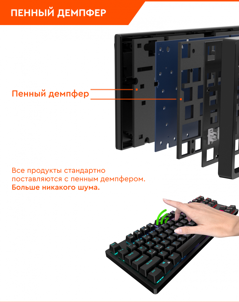Клавиатура Royal Kludge RK100 RGB (черный, RK Red)