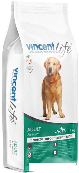 Сухой корм для собак Vincent Life Adult Beef And Rice 15 кг