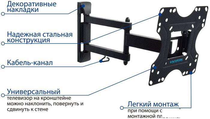 Кронштейн для телевизора Kromax OPTIMA-214 (черный)