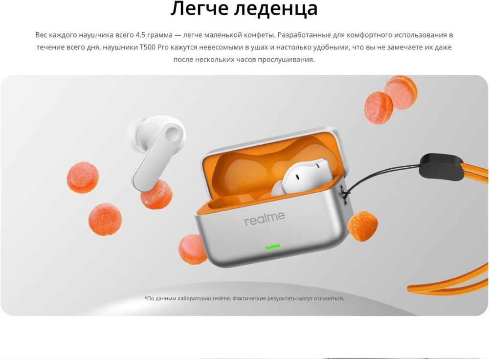 Наушники и гарнитуры Realme Buds T500 Pro (черный)