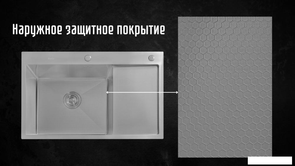 Кухонная мойка Astir Decor Satin C78x51L (с сифоном, дозатором и коландером)