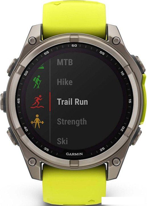 Умные часы Garmin Fenix 8 Solar, Sapphire 47мм (титановый серый с желтым ремешком)