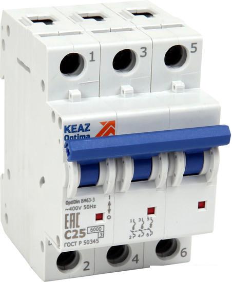 Выключатель автоматический КЭАЗ 3P C 63А 6кА OptiDin BM63-3C63-УХЛ3 260802