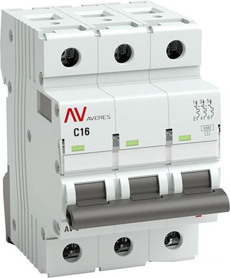 Выключатель автоматический EKF Averes AV-6 3P 16A (C) 6kA mcb6-3-16C-av