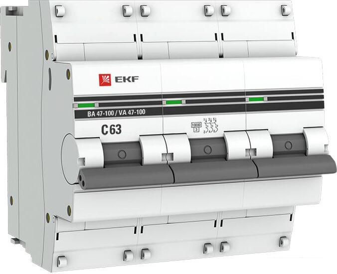 Выключатель автоматический EKF PROxima ВА 47-100 3P 63A (C) 10kA mcb47100-3-63C-pro