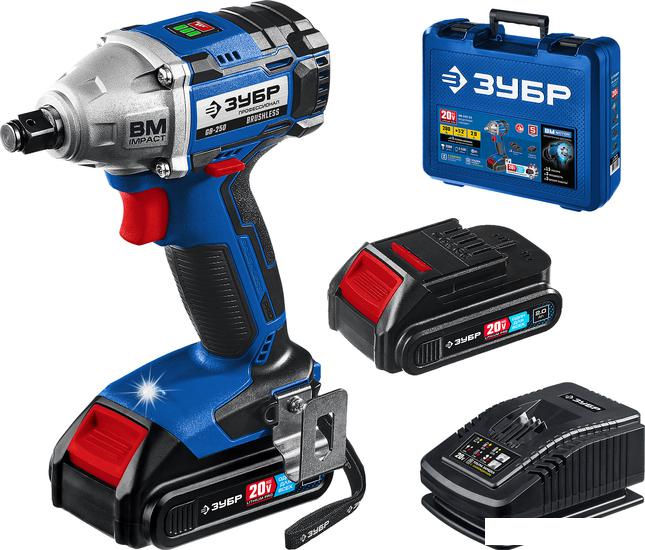 Гайковерт Зубр Профессионал GB-250-22 (с 2-мя АКБ, кейс)