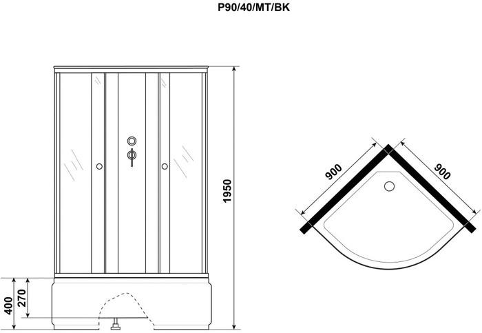 Душевая кабина Niagara Promo P90/40/MT/BK 90x90x195