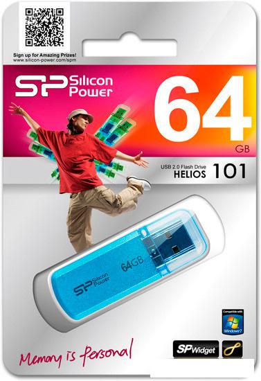 USB Flash Silicon-Power Helios 101 Blue 64GB (SP064GBUF2101V1B)