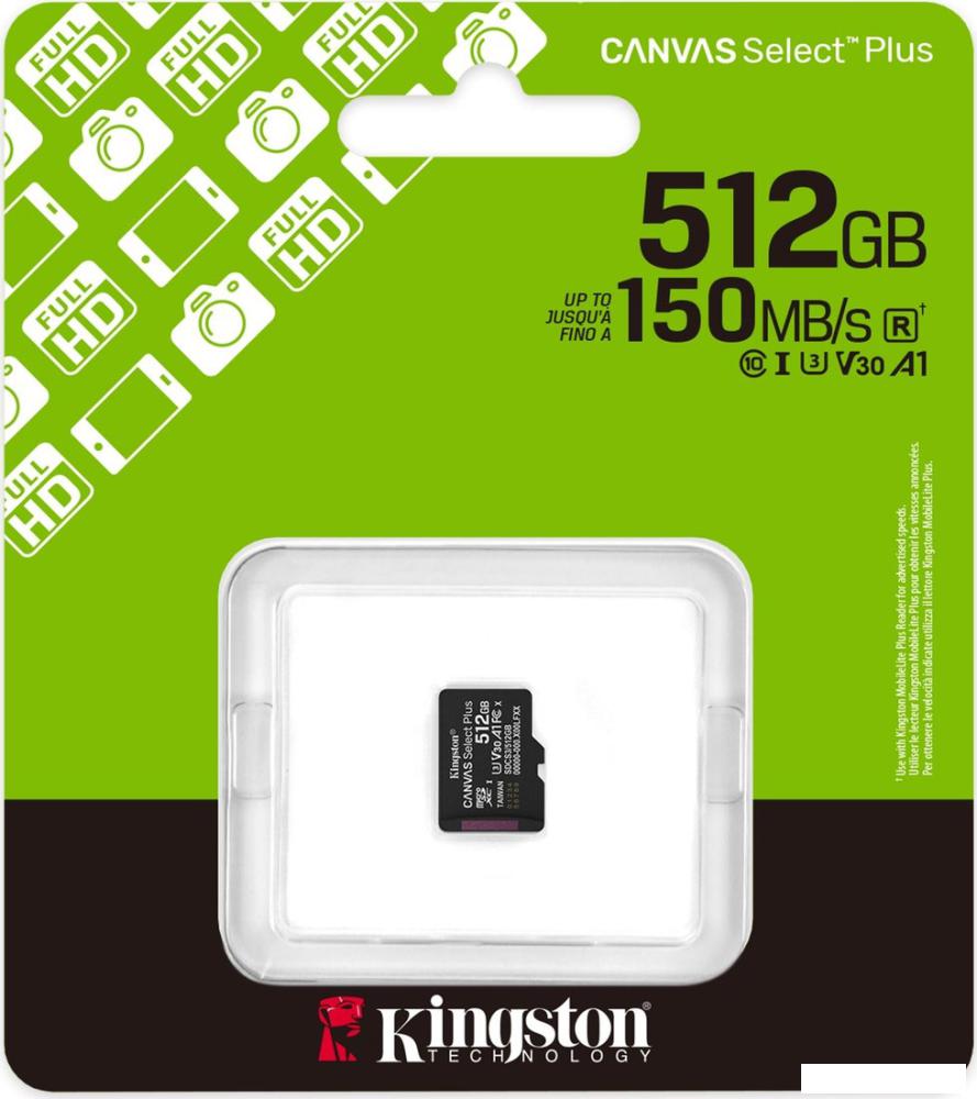Карта памяти Kingston Canvas Select Plus microSDXC 512GB SDCS3/512GBSP
