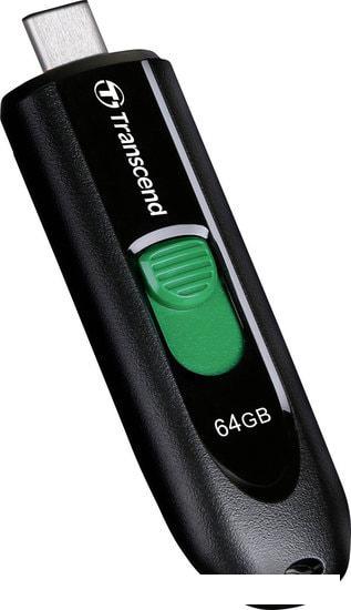 USB Flash Transcend JetFlash 790C 64GB (черный/зеленый)