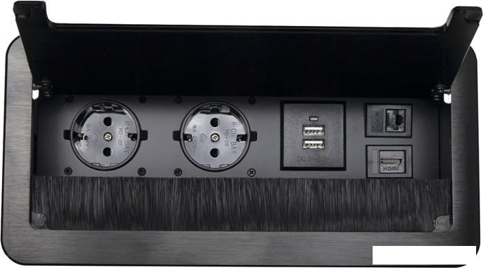 Блок розеток AKS Atlas USB выдвижной (2 розетки, черный)