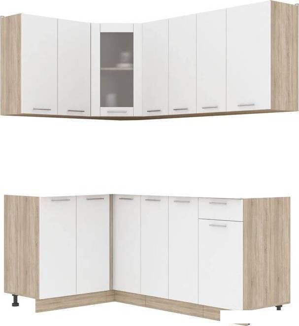 Готовая кухня Интерлиния Мила 12x19 без столешницы (белый платинум)