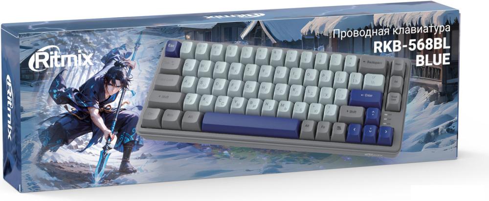 Клавиатура Ritmix RKB-568BL (серый/голубой)