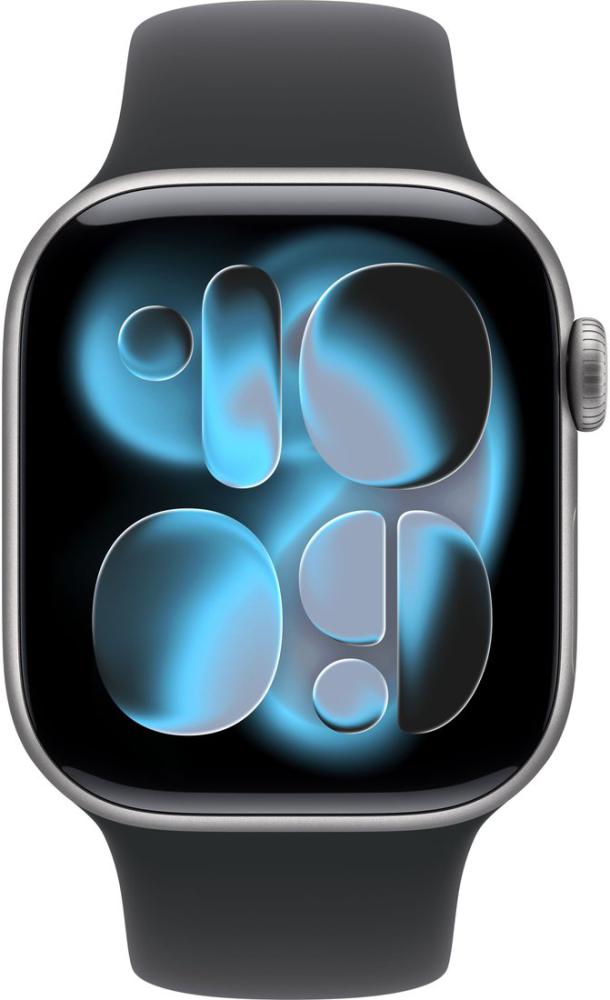 Умные часы Apple Watch Series 11 42 мм (алюминиевый корпус, космический серый/черный, спортивный силиконовый ремешок M/L)
