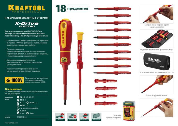 Набор отверток KRAFTOOL 220092-H18 (18 предметов)