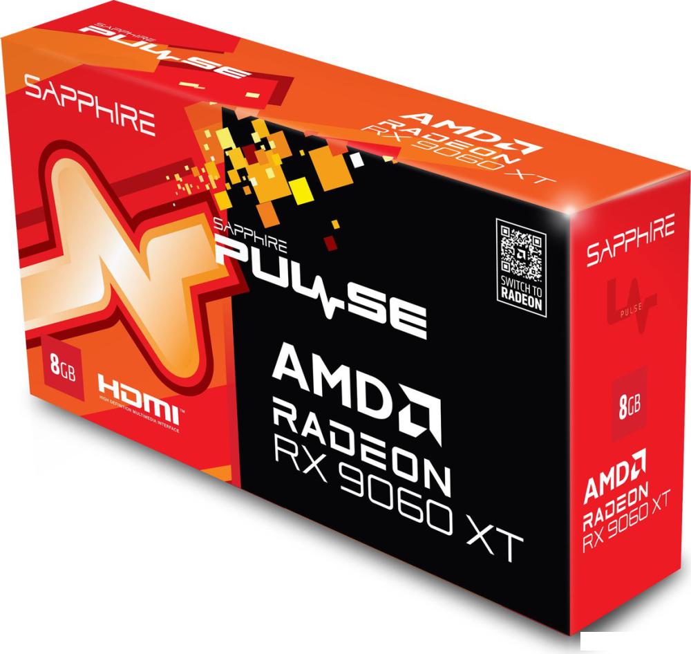 Видеокарта Sapphire Pulse Radeon RX 9060 XT 8GB 11350-04-20G