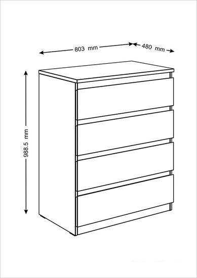 Комод Mio Tesoro Мальта 4 ящика 80x99 2.05.02.070.3 (дуб сонома)