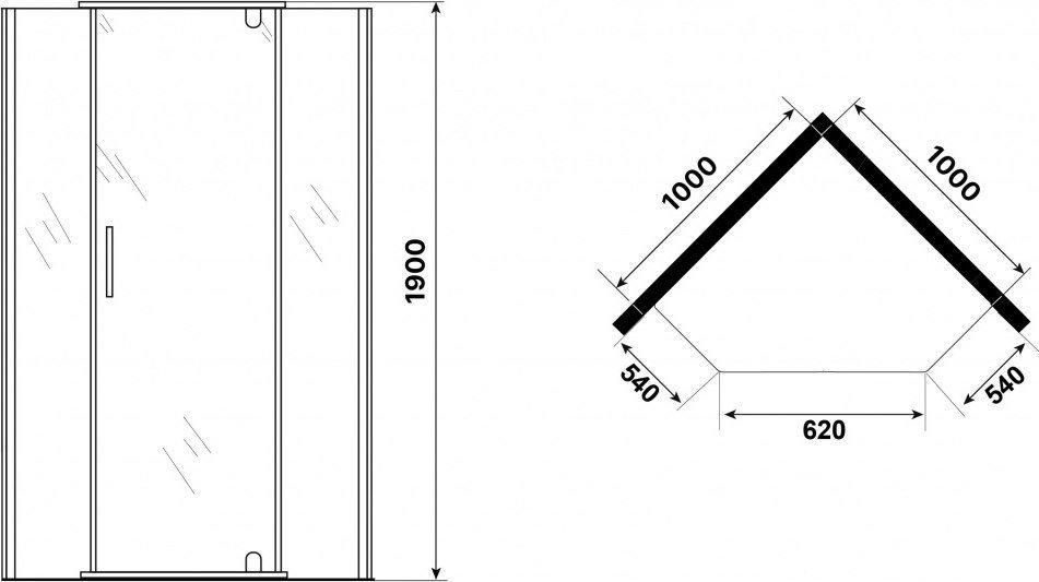 Душевой уголок Niagara Eco NG-1010-14DT 100x100x190 (черный/стекло тонированное)