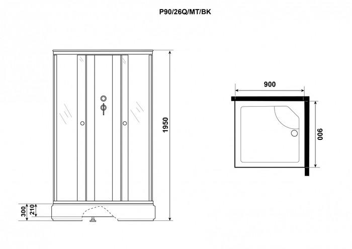 Душевая кабина Niagara Promo P90/26Q/MT/BK 90x90x195