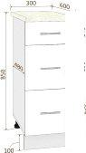 Шкаф напольный Кортекс-мебель Корнелия Лира НШ30р3ш (береза/королевский опал)