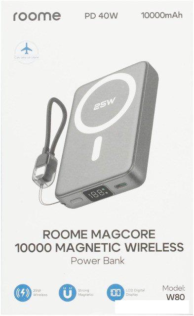 Внешний аккумулятор Roome MagCore W80 10000mAh Magnetic Wireless (серый)