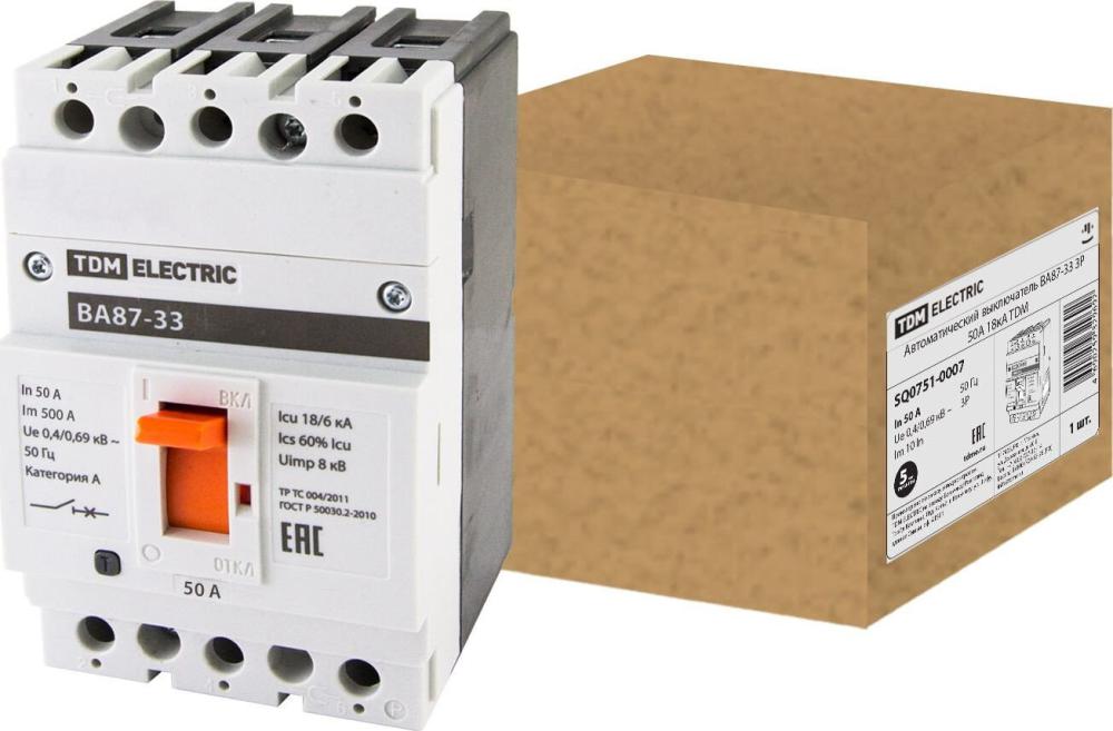 Выключатель автоматический TDM Electric ВА87-33 3Р 50А 18кА SQ0751-0007