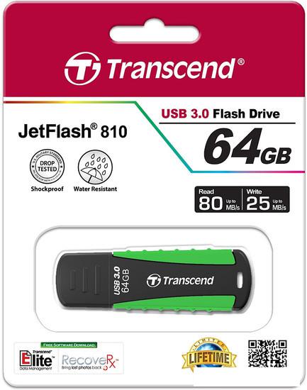 USB Flash Transcend JetFlash 810 Black-Green 64GB (TS64GJF810)