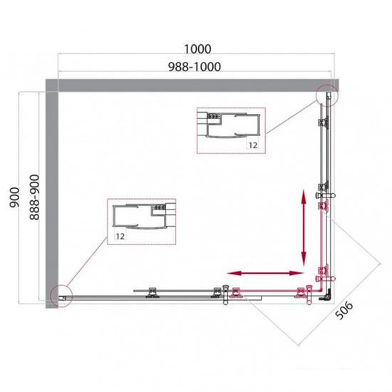 Душевой уголок BelBagno UNO-195-AH-2-100/90-P-Cr