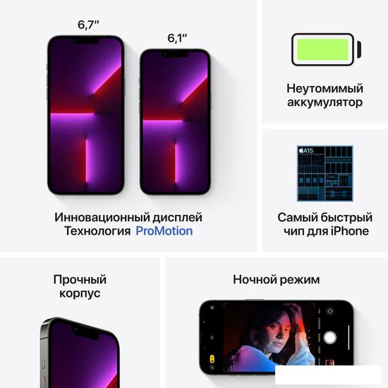 Мобильные телефоны Apple iPhone 13 Pro Max 128GB Восстановленный by Breezy, грейд B (графитовый)