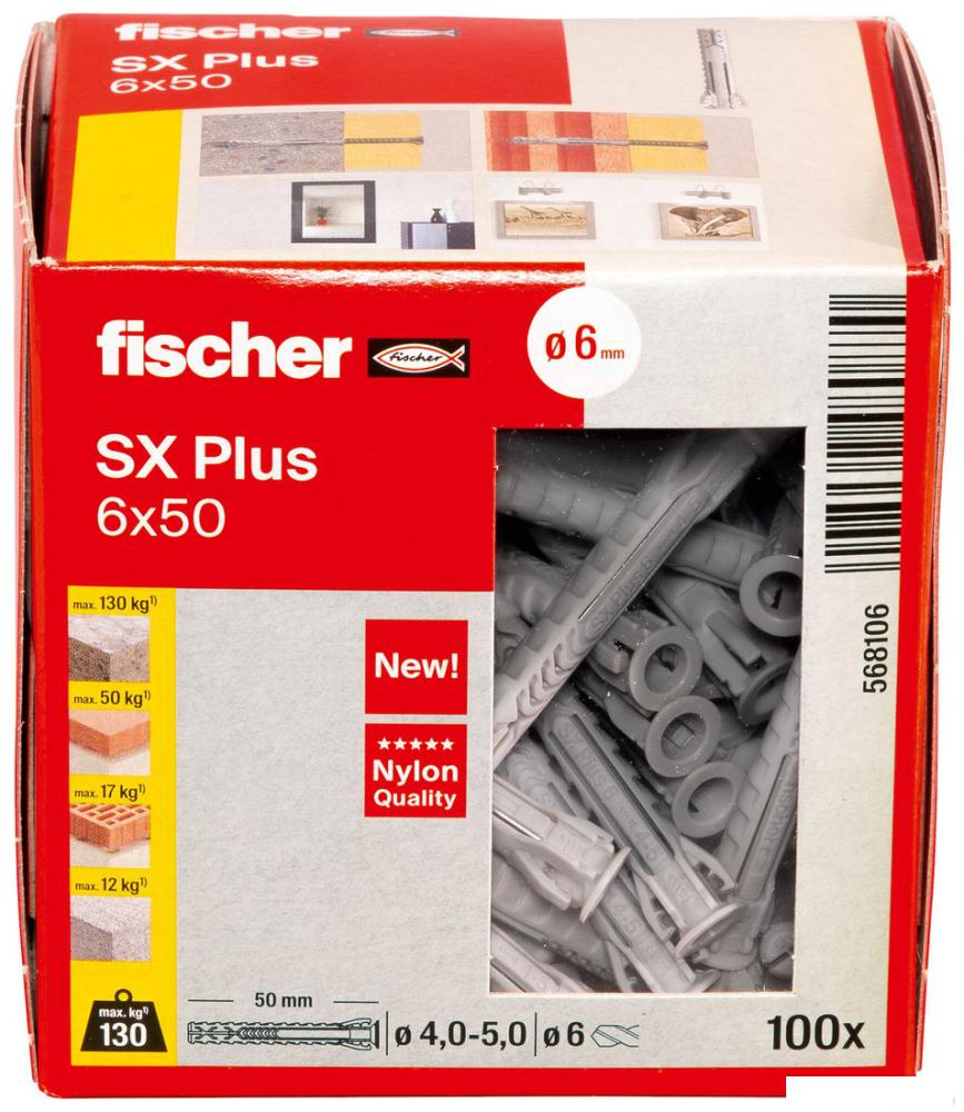 Дюбель универсальный Fischer SX Plus 6X50 568106 (100 шт)