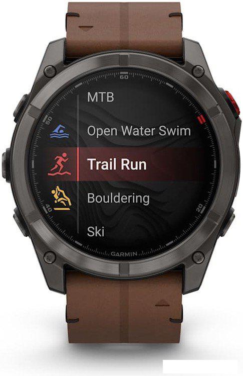 Умные часы Garmin Fenix 8 Pro 51 мм (карбоновый серый, коричневый кожаный ремешок)