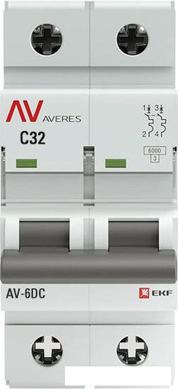 Выключатель автоматический EKF Averes AV-6 2P 32A (C) 6kA mcb6-DC-2-32C-av