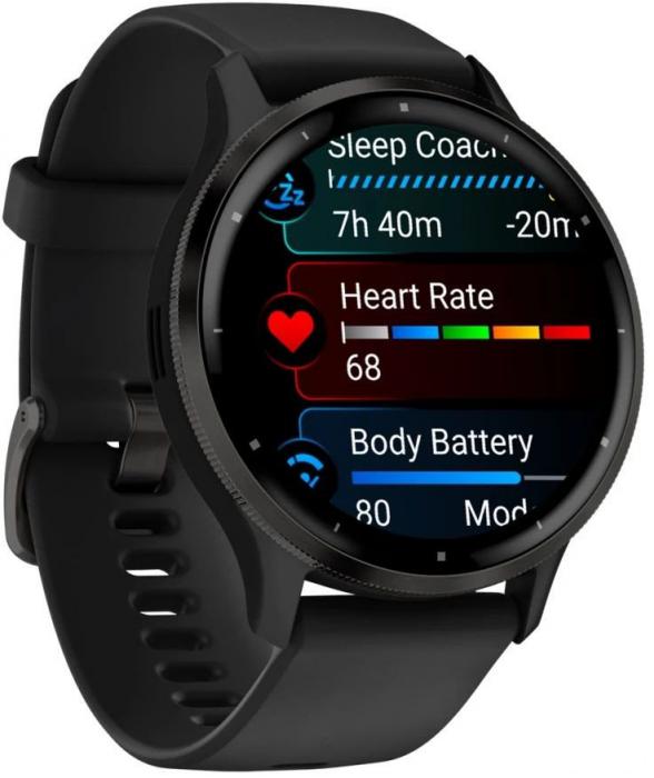 Умные часы Garmin Venu 3 (черный, с силиконовым ремешком)