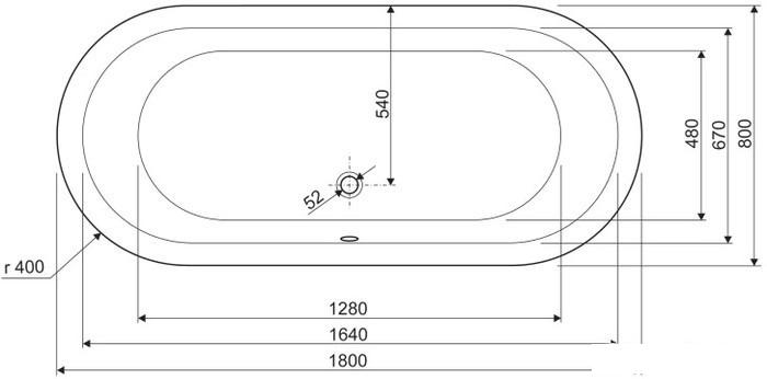 Ванна Cezares Metauro Central 180x80