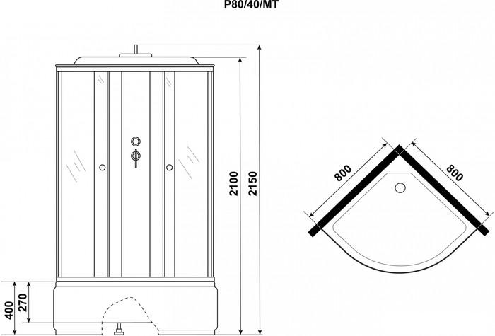 Душевые кабины Niagara Promo P80/40/MT 80x80x215