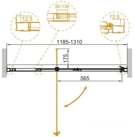 Душевая дверь Cezares Variante-B-1-120/130-C-Cr