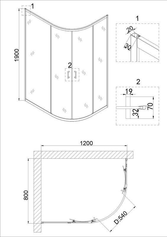 Душевой уголок Niagara NG-6821-08 120x80x195 (черныйпрозрачное стекло)
