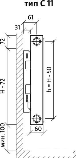 Стальной панельный радиатор Royal Thermo Compact C11-500-500 (Bianco Traffico)